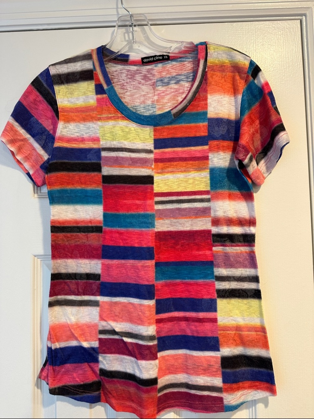 David Cline Multicolor Stripe Short Sleeve Women's Top
